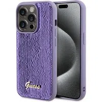 Custodia per Apple iPhone 15 Pro, Guess, Sequin Script Metal, Viola — 3