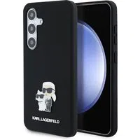 Custodia per Samsung Galaxy S24 S921, Karl Lagerfeld, Silicone Karl & Choupette Metal, Nera — 3