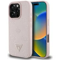 Custodia MagSafe per Apple iPhone 16 Pro, Guess, Peony Grained Hot Stamp Triangle, Rosa — 3