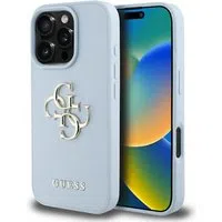 Custodia per Apple iPhone 16 Pro Max, Guess, Grained Big 4G Logo Small Classic Logo, Blu — 3