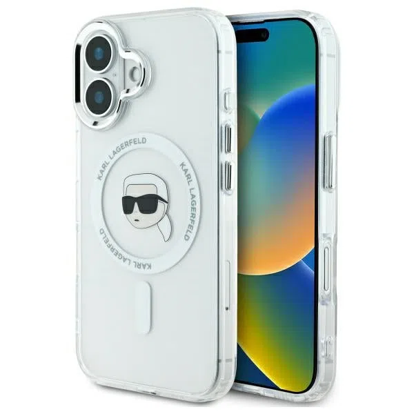 Custodia MagSafe per Apple iPhone 16 Plus, Karl Lagerfeld, IML Karl's Head, Bianca — 2