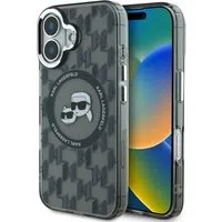 Custodia MagSafe per Apple iPhone 16, Karl Lagerfeld, IML Monogramma Karl & Choupette's Heads, Nera — 3