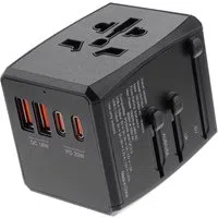 Caricabatterie da Rete Techsuit HHT904-B2 Travel, 20W, 3A, 2 x USB-A - 2 x USB-C, Nero — 3