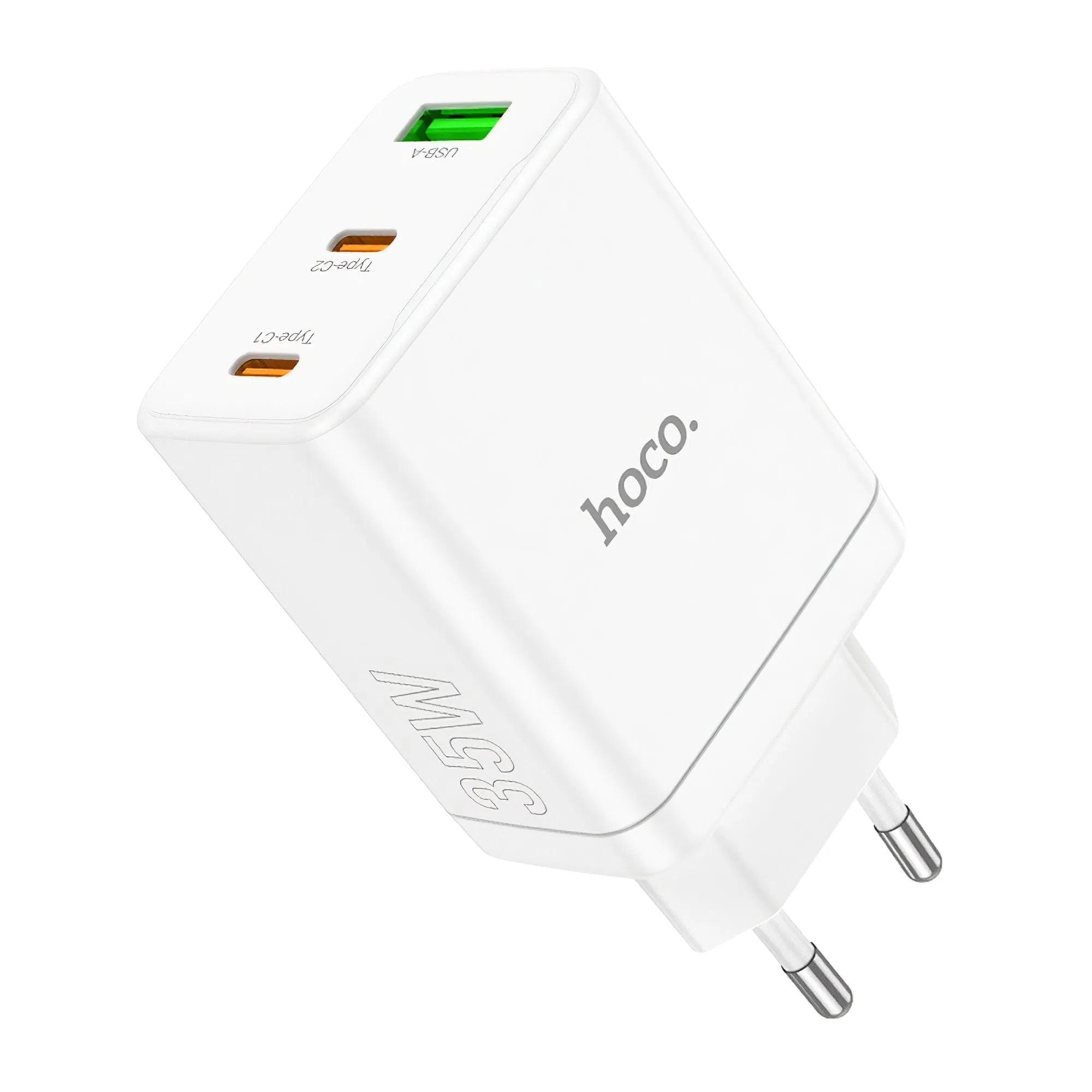 Caricabatterie di rete HOCO N33, 35W, 3A, 1 x USB-A - 2 x USB-C, bianco — 2