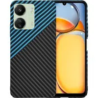 Custodia per Xiaomi Redmi 13C 5G / 13C / Poco C65, Techsuit, Carbonite FiberShell, Nero Blu — 3