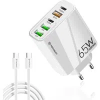 Caricabatterie Rete Con Cavo USB-C Techsuit CHC2 PentaXPower, 20W, 3A, 3 x USB-A - 2 x USB-C, Bianco — 3