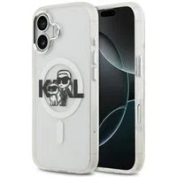 Custodia MagSafe per Apple iPhone 17, Karl Lagerfeld, IML Sketch Logo Glitter Karl & Choupette, Trasparente — 3