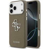 Custodia per Apple iPhone 17 Pro Max, Guess, 4G Grained Big And Classic Logo, Marrone Argentato
