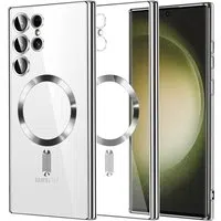 Custodia MagSafe per Samsung Galaxy S23 Ultra S918, Techsuit, Luxury Crystal, Argento — 3