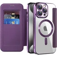 Custodia MagSafe per Apple iPhone 15 Pro, Techsuit, SmartMag Book, Viola — 3