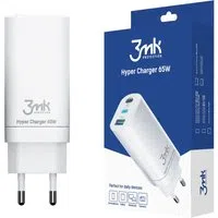 Caricatore da rete 3MK HyperCharger, 65W, 5A, 1 x USB-A - 2 x USB-C, Bianco — 3