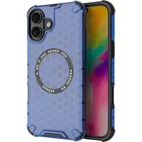 Custodia MagSafe per Apple iPhone 16, Techsuit, HoneyComb Shield, Blu — 3