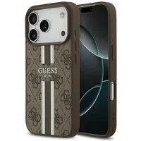 Custodia MagSafe per Apple iPhone 17 Pro, Guess, 4G Printed Stripes, Marrone — 3