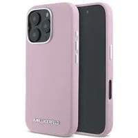 Custodia MagSafe per Apple iPhone 16 Pro, Karl Lagerfeld, Saffiano Full Wrapped Elongated Metal Logo, Rosa — 3
