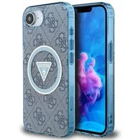 Custodia MagSafe per Apple iPhone 17e / 16e, Guess, IML Glitter 4G Circle Triangle, Blu — 3