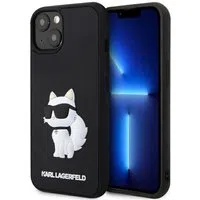 Custodia per Apple iPhone 14 Plus, Karl Lagerfeld, 3D Rubber Choupette, Nera — 3