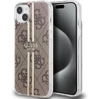 Custodia per Apple iPhone 15 Plus, Guess, IML 4G Gold Stripe, Marrone — 3
