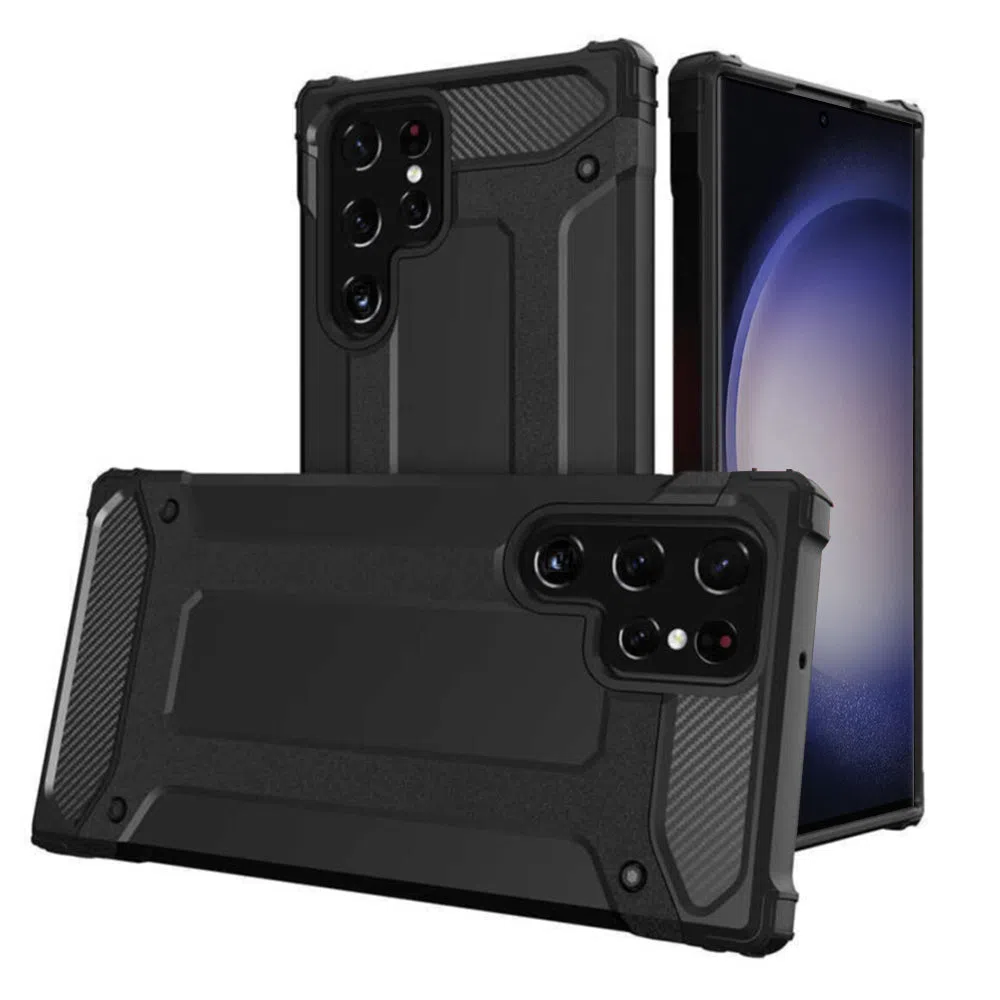 Custodia per Samsung Galaxy S23 Ultra S918, Techsuit, Hybrid Armor, Nera — 2
