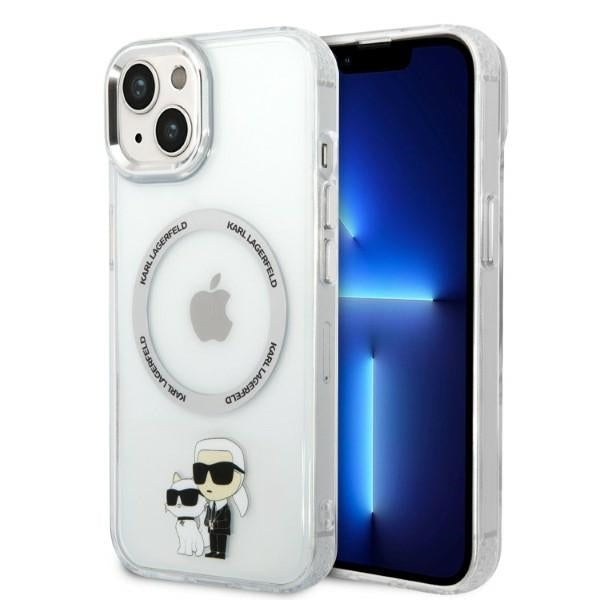 Karl Lagerfeld Custodia MagSafe per Apple iPhone 14 Plus, Karl Lagerfeld, Ikonik Karl & Choupette, Trasparente