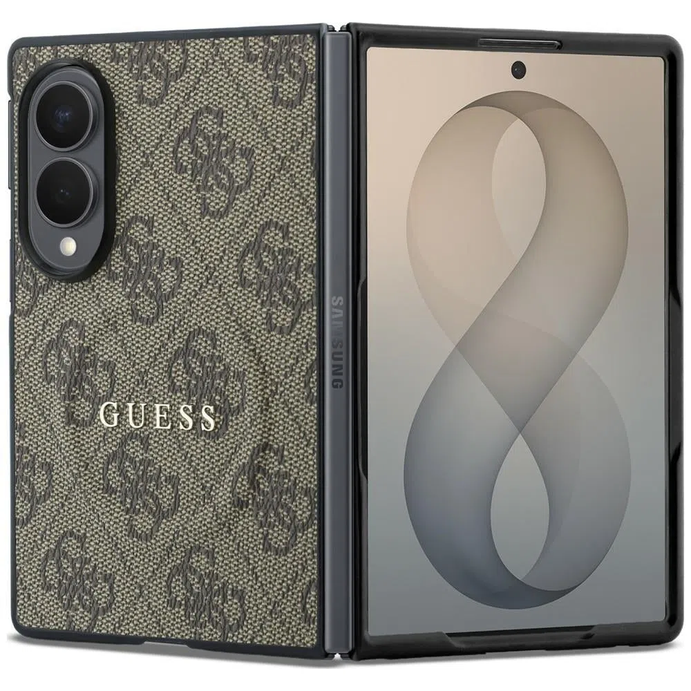 Custodia MagSafe per Samsung Galaxy Z Fold8 F971, Guess, 4G Leather Classic, Marrone — 2
