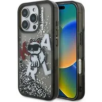 Custodia MagSafe per Apple iPhone 16 Pro, Karl Lagerfeld, Liquid Glitter Choupette Logo, Nera — 3