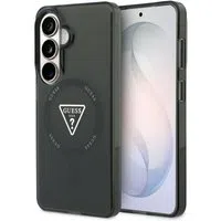 Custodia MagSafe per Samsung Galaxy S26 S942, Guess, Logo Triangolo Gradiente IML, Nera — 3