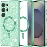 Custodia MagSafe per Samsung Galaxy S25 Ultra S938, Techsuit, Luxury Glitter, Verde Chiaro