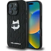 Custodia per Apple iPhone 16 Pro Max, Karl Lagerfeld, Monogram Choupette's Head, Nera — 3
