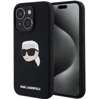 Custodia MagSafe per Apple iPhone 15, Karl Lagerfeld, Silicone Karl's Head, Nera — 3