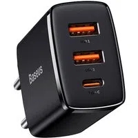 Caricabatterie Rete Baseus Compact, 30W, 3A, 1 x USB-C - 2 x USB-A, Nero CCXJ-E01 — 3