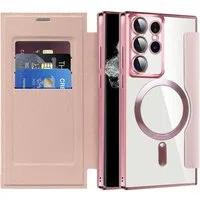 Custodia MagSafe per Samsung Galaxy S22 Ultra 5G S908, Techsuit, SmartMag Book, Rosa — 3