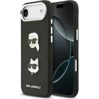 Custodia per Apple iPhone 17 Air, Karl Lagerfeld, Grained Karl & Choupette's Heads Pins and Logo, Nera — 3