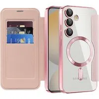 Custodia MagSafe per Samsung Galaxy S24 FE S721, Techsuit, SmartMag Book, Rosa — 3