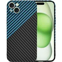 Custodia per Apple iPhone 15 Plus, Techsuit, Carbonite FiberShell, Nero Bleu — 3