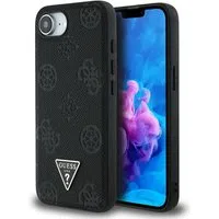 Custodia MagSafe per Apple iPhone 17e / 16e, Guess, Peony Grained Hot Stamp Triangle, Nera — 3