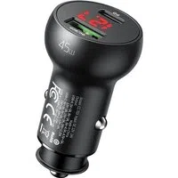 Caricabatterie Auto McDodo CC-7030 Display, 45W, 5A, 1 x USB-A - 1 x USB-C, Nero — 3