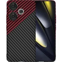 Custodia per Xiaomi Poco F6, Techsuit, Carbonite FiberShell, Nero Rosso — 3