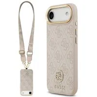 Custodia per Apple iPhone 17 Air, Guess, 4G Strass Logo and Big Strap, Rosa — 3