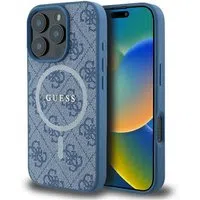 Custodia MagSafe per Apple iPhone 16 Pro, Guess, 4G Ring Classic Logo, Blu — 3