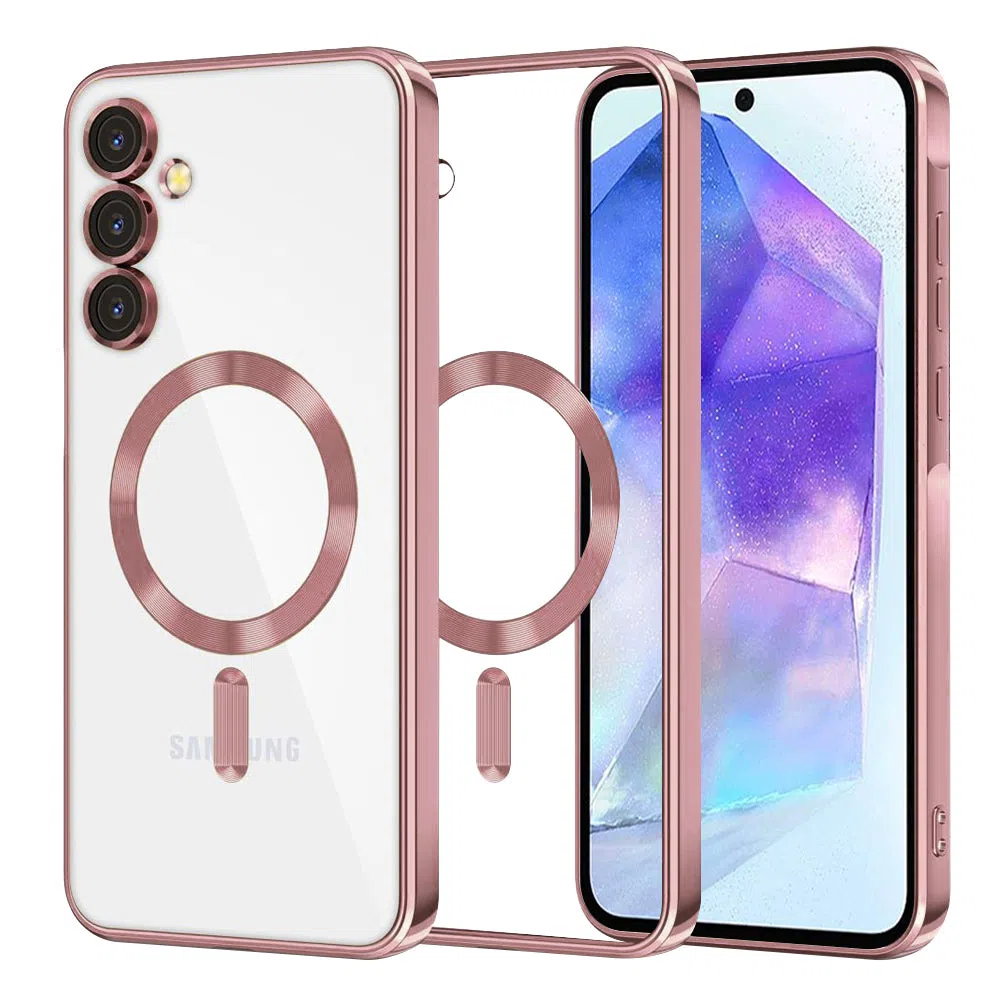 Custodia MagSafe per Samsung Galaxy A55 5G A556, Techsuit, Luxury Crystal, Rosa — 2