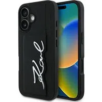 Custodia per Apple iPhone 16, Karl Lagerfeld, Metal Signature, Nera — 3