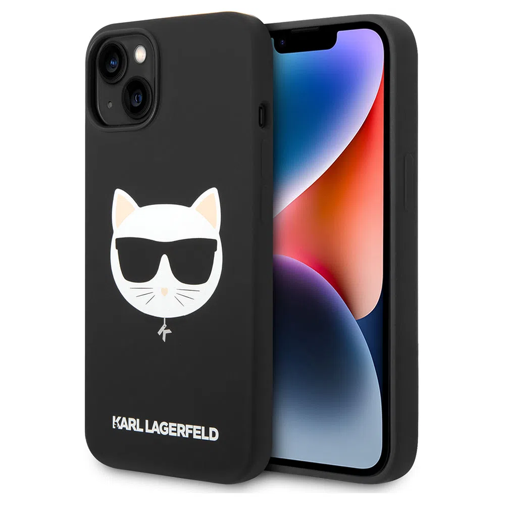 Custodia MagSafe per Apple iPhone 14 Plus, Karl Lagerfeld, Silicone Choupette's Head, Nera — 2