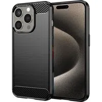 Custodia per Apple iPhone 15 Pro Max, Techsuit, Carbonio, Nera — 3