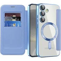 Custodia MagSafe per Samsung Galaxy S24+ S926, Techsuit, SmartMag Book, Blu — 3