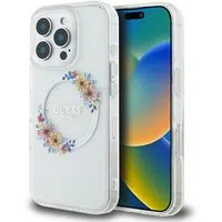 Custodia MagSafe per Apple iPhone 16 Pro, Guess, IML Flowers Wreath, Trasparente — 3