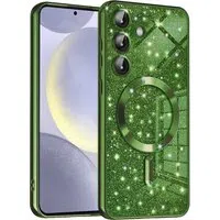 Custodia MagSafe per Samsung Galaxy S24+ S926, Techsuit, Luxury Glitter, Verde Scuro — 3