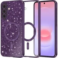 Custodia MagSafe per Samsung Galaxy A37 5G, Techsuit, Luxury Glitter, Viola Scuro — 3