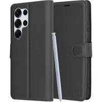 Custodia per Samsung Galaxy S25 Ultra S938, Techsuit, Leather Folio, Nera — 3