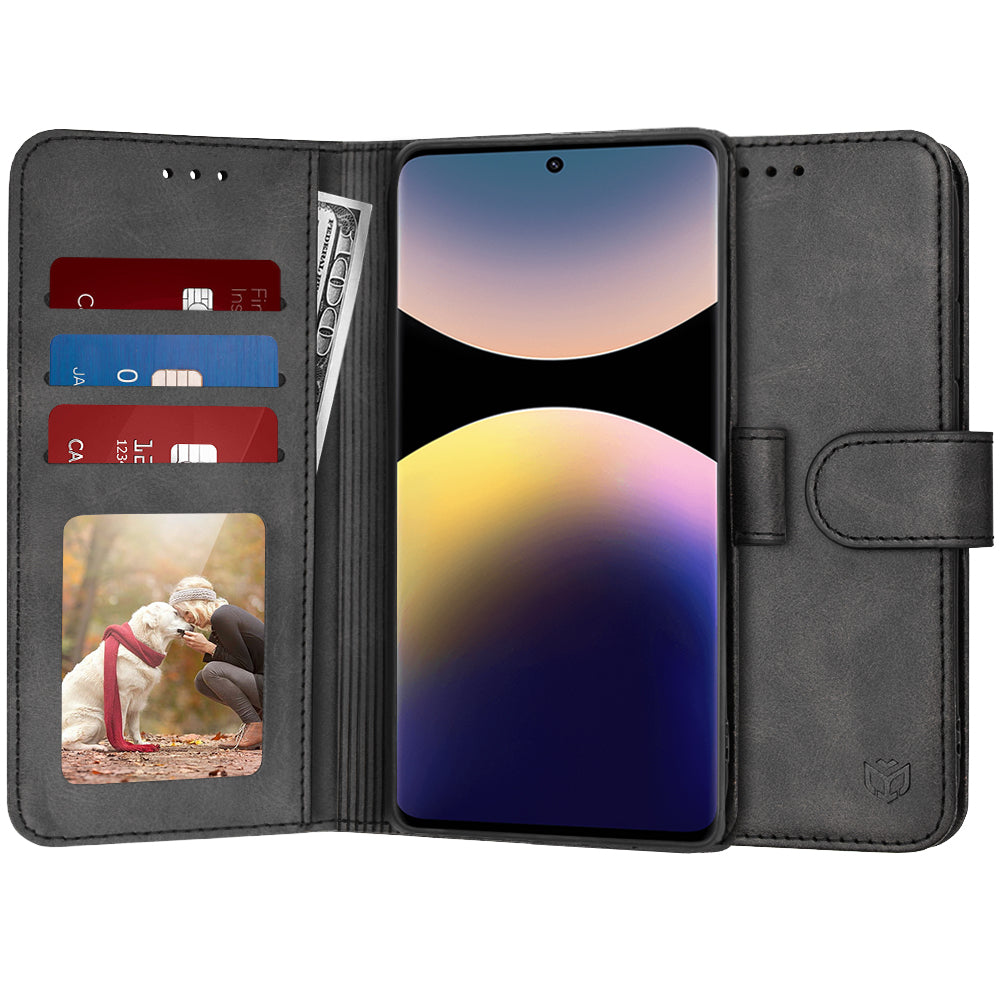 Custodia per Xiaomi Redmi Note 14 Pro+ 5G, Techsuit, Diary Book, Nera
