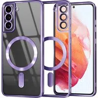 Custodia MagSafe per Samsung Galaxy S21 5G G991, Techsuit, Luxury Crystal, Viola Chiaro — 3